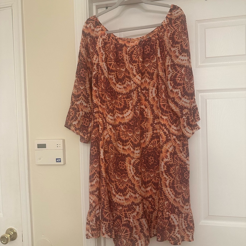 Zac & Rachel Orange Ruffled Off-Shoulder Sundress